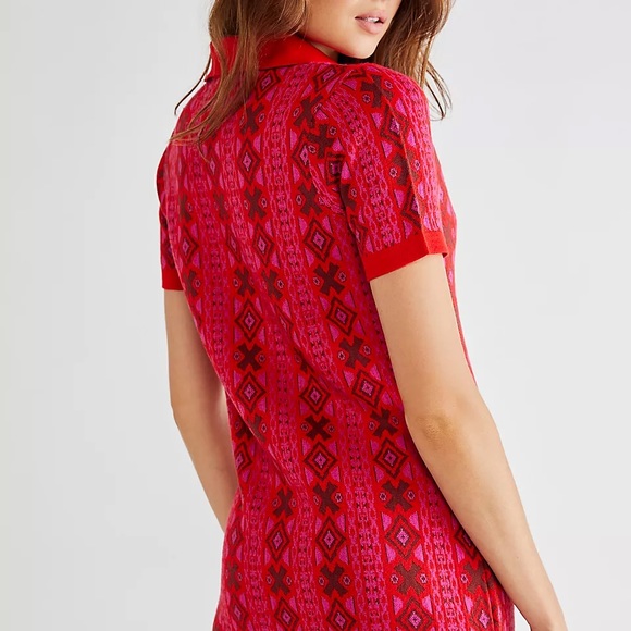 Free People Kitt Mini Dress, Berry Combo - Picture 3 of 5